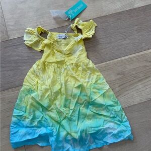 Tiare Hawaii hollie kids dress yellow and blue tie dye. 2-4yrs XS